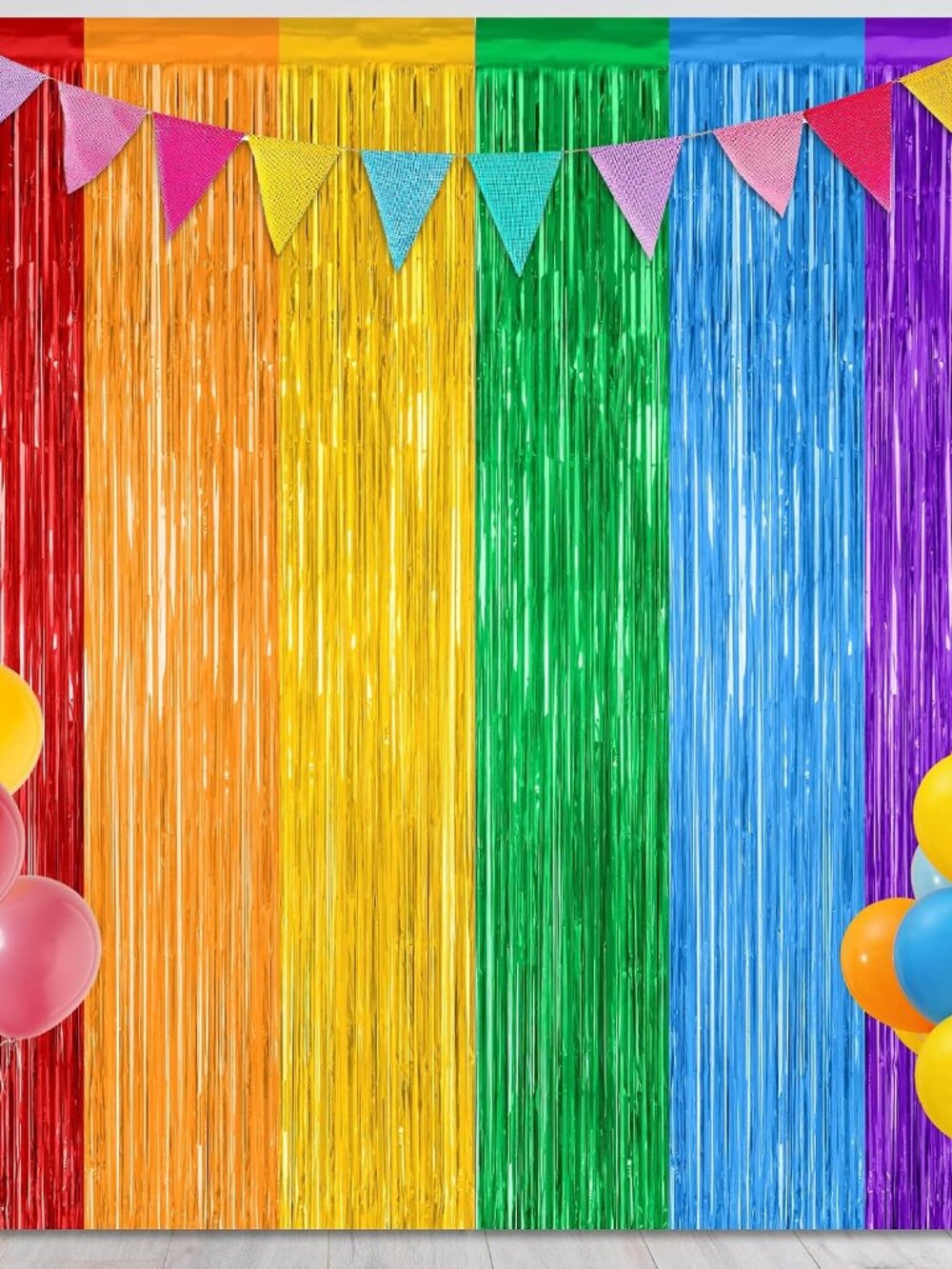 2 Pack Rainbow Backdrop Curtains, 3.28 FT x 7.05 FT Colofull Party Decorations,